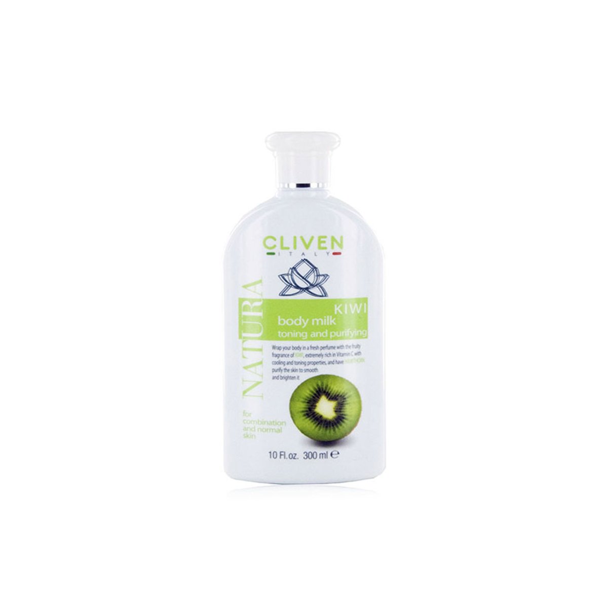 Cliven Natura Latte Corpo Kiwi Tonificante - Purificante per Pelli Normali e Miste, 300 ml