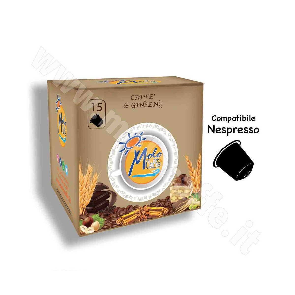 CAFFE' E GINSENG Capsule Compatibili NESPRESSO - Box 15 Pezzi