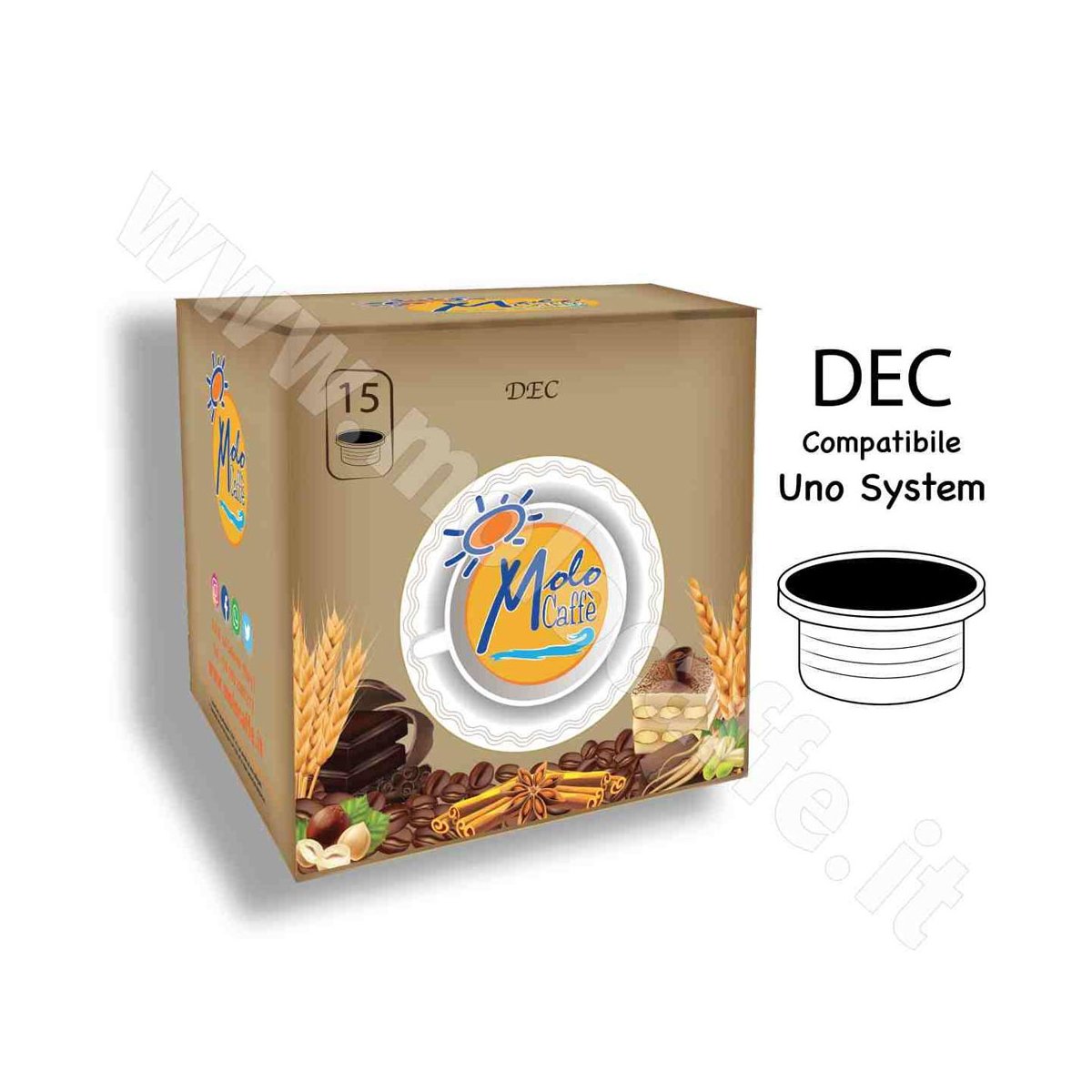 DEC Capsule Compatibili UNO SYSTEM - Box 15 Pz DECAFFEINATO