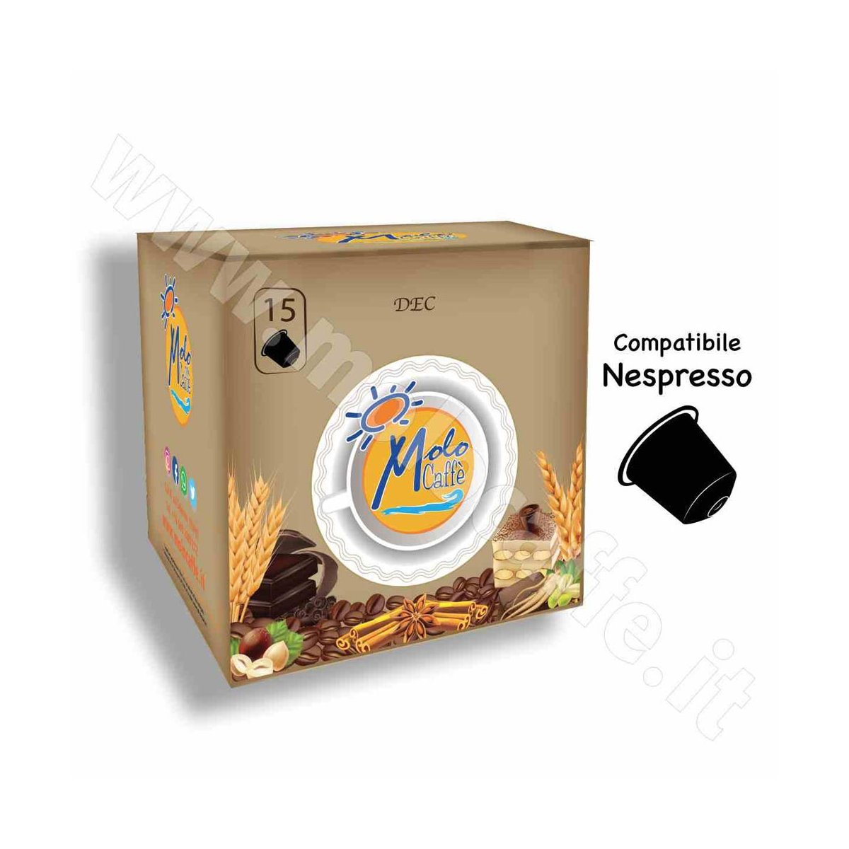 DEC Capsule Compatibili NESPRESSO - Box 15 Pz DECAFFEINATO